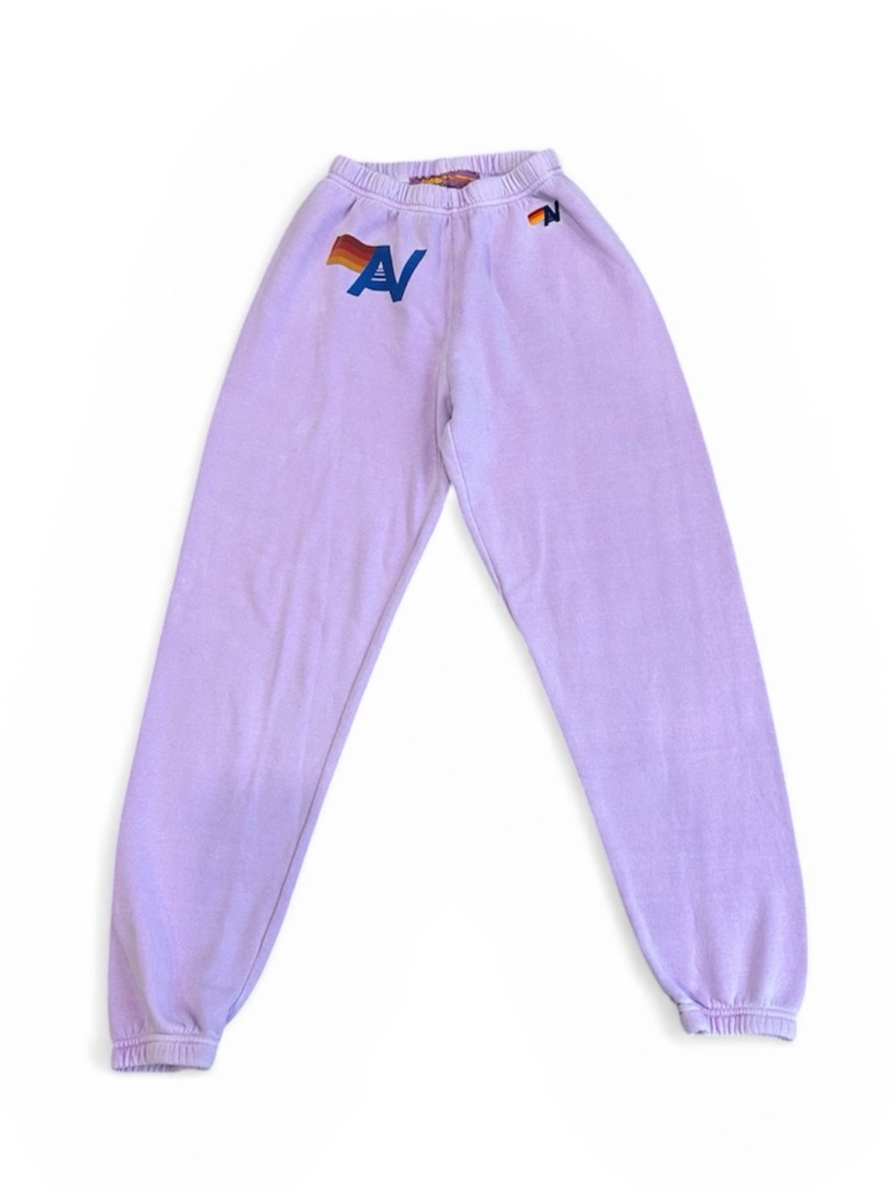 AVIATOR NATION NEON PURPLE LOGO SWEATPANTS. SIZE LARGE